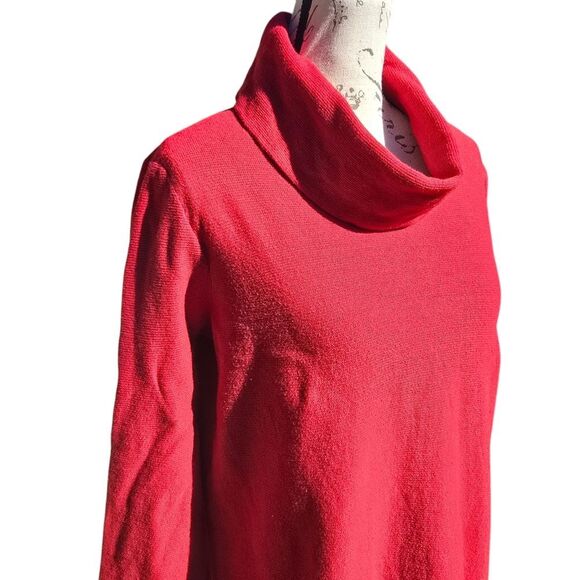 J. Jill Cotton Silk Blend Turtleneck Sweater in Red Women's Medium - Picture 2 of 9